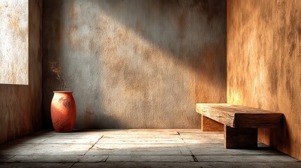 Poster - plain beige wallpaper blank space.stock image