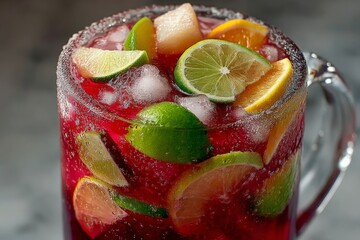 Aufkleber - Refreshing beverage filled with vibrant citrus fruits in a chilled mug
