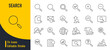 © iiierlok_xolms - Search web icons in line style. Magnify glass, web search, find document, interface, collection. Vector illustration.