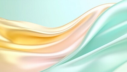 Poster - Graceful silk waves flowing in soft pastel colors abstract art digital design serene environment aerial view contemporary concept