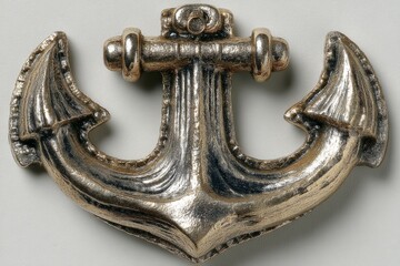 Poster - Unique decorative anchor with metallic finish displayed against a neutral background