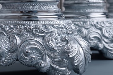 Poster - Intricate silver decorative base showcasing craftsmanship and elegance in design