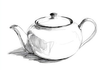 Poster - Elegant teapot design resting on a flat surface with shadow and fine details