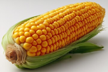 Aufkleber - Freshly harvested corn on the cob with vibrant yellow kernels and green husk at a local produce market
