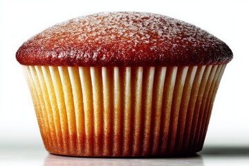 Poster - Delicious cupcake with a golden brown base and powdered sugar topping captured in a minimalist style