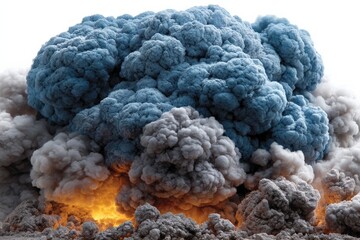 Aufkleber - Dark smoke and fire erupting from a volcanic explosion in a dramatic landscape at sunrise