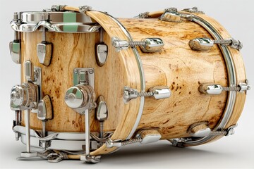 Poster - Drum set component made of natural wood with metal fittings showcasing craftsmanship and design