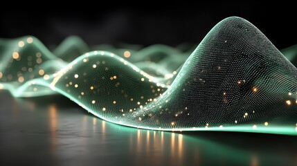 Aufkleber - technology style whit net glowing wave,glowing line glow wave,glow line , green clay treatment at sp,stock photo