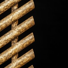Poster - Industrial metal structure highlighted against a deep black background creating a bold contrast