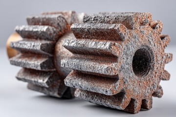Aufkleber - Industrial equipment display showcasing a textured metal part used in machinery assembly