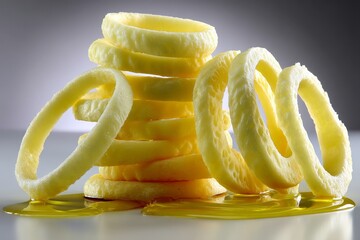 Poster - Stacked pineapple slices drizzled with golden syrup showcasing a vibrant culinary presentation