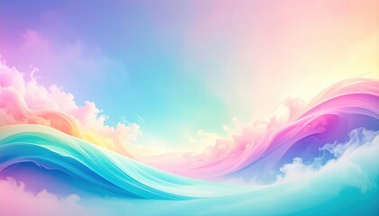 Poster - Dynamic colorful waves in a serene landscape abstract art digital creation vivid environment wide-angle view tranquil concept