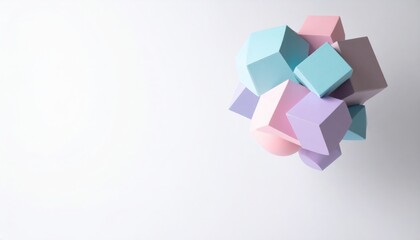 Poster - Colorful geometric shapes studio digital art minimalist environment top-down view abstract concept