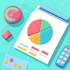 Poster - Analyzing business data with graphs and charts office space infographic professional overview data visualization
