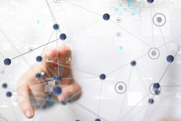 Fototapete - Neural network 3D illustration. Big data and cybersecurity