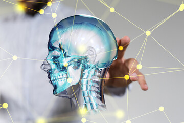 Poster - digital medical futuristic interface 3D rendering