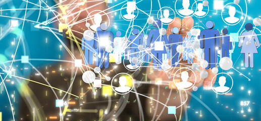 Fototapete - Abstract technology geometric and data