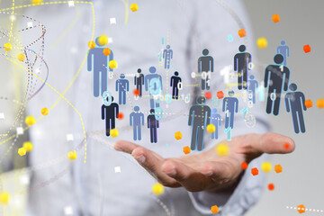 Fototapete - abstract social network scheme, which contains business people
