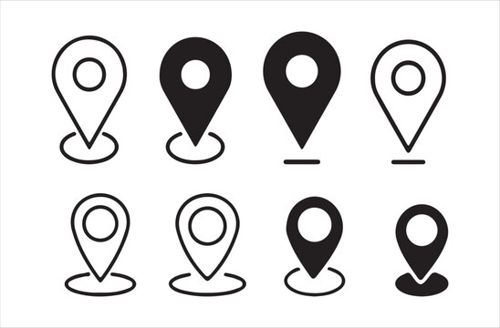 Map pin icon. location pin place marker. Location icon. Map marker pointer icon set,  Victor illustration Eps 10.