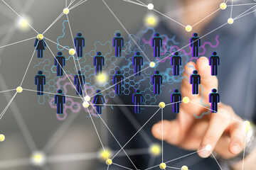 Aufkleber - Business Man Hand Writing Social Network
