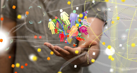 Aufkleber - Social Networking illustration team group