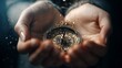 © Adi - cupped hands holding a compass, symbolizing the guidance and direction that comes from one's internal compass and intuition, exquisite, ethereal, mystical, natural lighting, spectacular