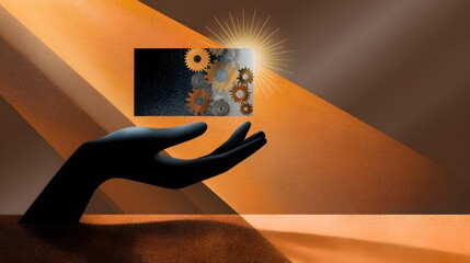 Poster - A slender hand delicately cradling a piece of a clock with intricate design and detail