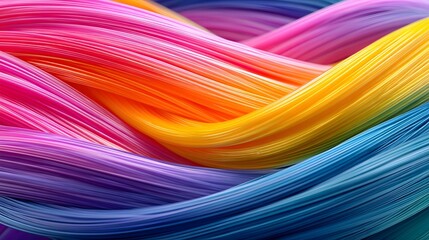 Poster - Vibrant rainbow colored hair styled in bright shades of electric colors for a bold look