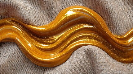 Poster - Captivating gold wave design crafted with gleaming paint on textured canvas background