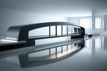 Aufkleber - Modern architectural bridge design in minimalistic interior setting with reflective surfaces