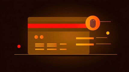 Poster - digital illustration of a credit card with a fingerprint icon, symbolizing secure, biometric payment