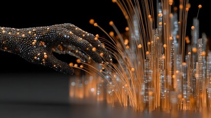 Poster - Enigmatic hand reaching out from a pile of gold and silver particles evoking richness