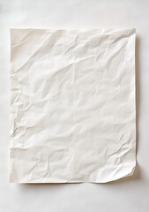 Poster - Wrinkled white sheet of paper.  A square, crumpled piece of white paper, laid flat against a plain white background