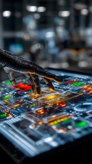 Poster - Bird perched on computer screen interacting with interactive touchscreen technology