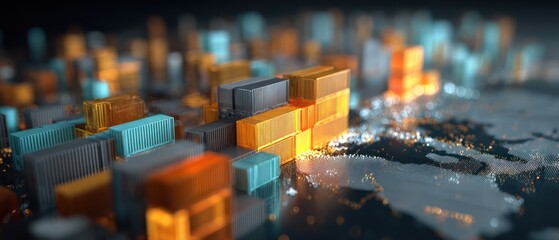 Poster - global cargo containers on world map