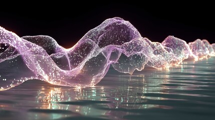 Aufkleber - technology style whit net glowing wave,glowing line glow wave,glow line , young woman swimmer,stock photo