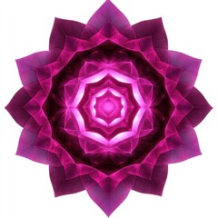 Poster - Intricate, symmetrical flower design in deep magenta and bright pink.  Layered petals radiate outwards, creating a detailed, luminous center
