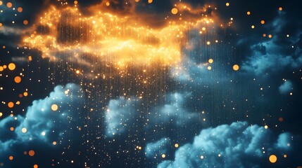Wall Mural - Abstract digital art of fiery and icy clouds.