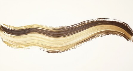 Poster - Abstract paint stroke, wavy, tan and brown hues, on white background.  Detailed brushstrokes create a flowing design
