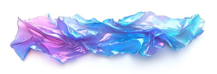 Poster - Abstract iridescent fluid shapes in shades of purple and blue.  A dynamic display of flowing, crumpled forms