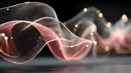 Poster - wavy splines 3d render technology background design