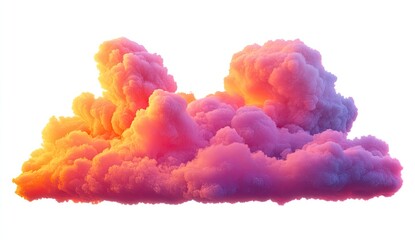 Poster - Vibrant, fluffy, sunset-hued cloud formation.  A large, cumulus cloud, with soft, pastel shades of pink and orange, appears voluminous and textured