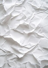 Poster - Crumpled white paper texture.  Detailed close-up view of wrinkled paper, showing folds and creases