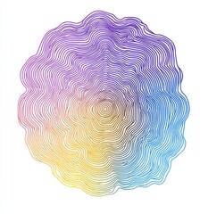 Poster - Abstract circular design with concentric, colorful, wavy lines