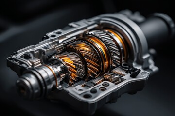 Aufkleber - Detailed view of an intricately designed gear mechanism in a mechanical assembly highlighting precision engineering elements