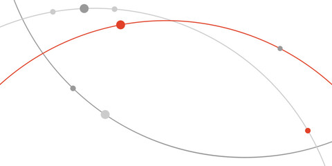 Aufkleber - Vector illustration of interconnected nodes and smooth curves, red path highlights journey, clean geometric design