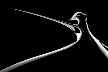 Aufkleber - Sleek and modern bird sculpture representing elegance and freedom in a minimalist design against a dark background