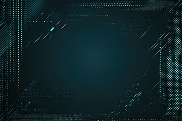 Fototapete - Dark teal background with teal lines and dots, creating a futuristic, technical design