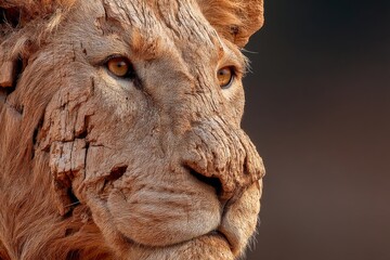 Aufkleber - Majestic lion exhibiting powerful presence in natural habitat during golden hour light