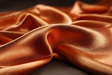 Aufkleber - Rich orange silk fabric drapes gracefully under soft lighting highlighting its texture and sheen